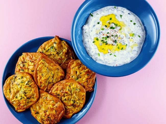 Beignets de courgettes ultralégers et tzatziki frais frais frais