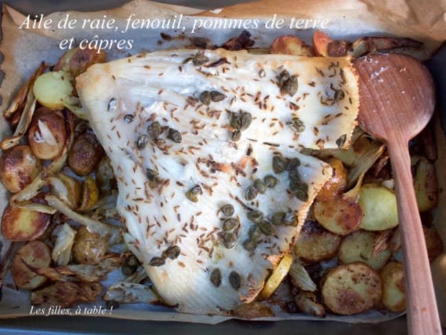 Aile de raie au fenouil, pommes de terre et câpres