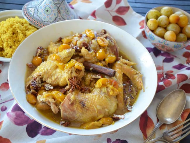 Tajine de poulet mirabelles et miel