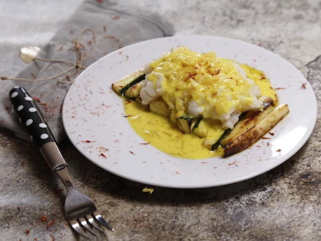 Filets de loup à la crème de safran