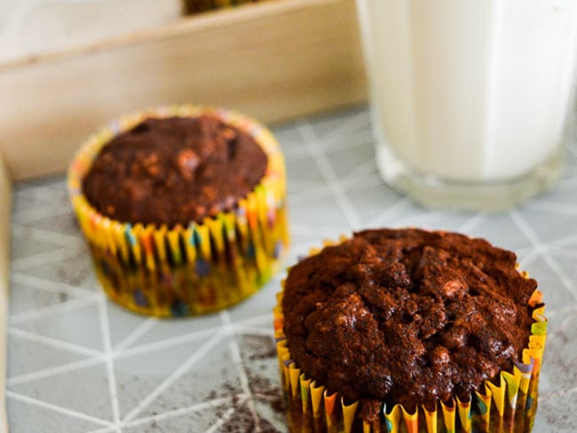 Muffins healthy banane, chocolat, avoine