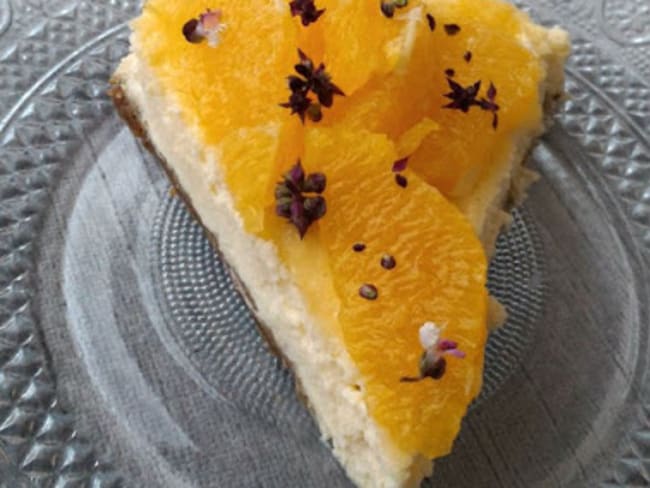 Cheesecake Orange, Citron Vert et Fleurs de basilic