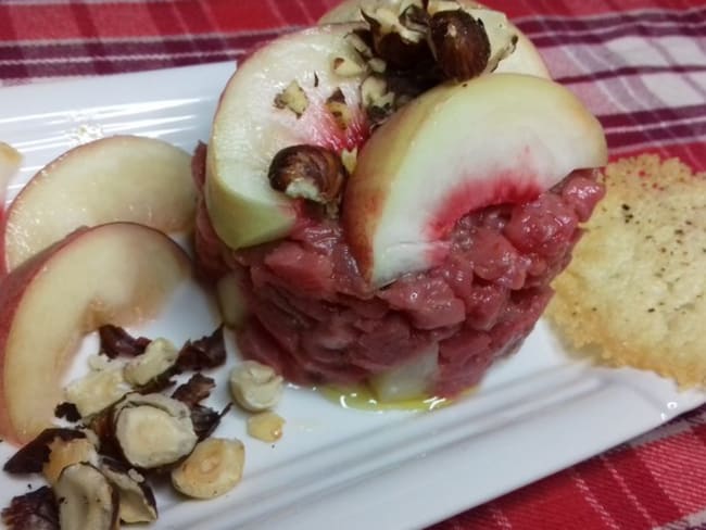 Tartare de veau aux pêches