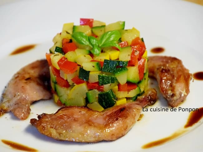 Cuisses de cailles fumées et son tartare de légumes