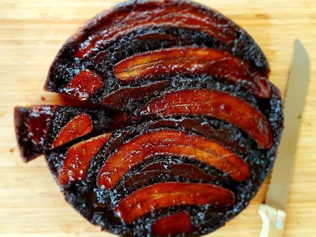 Gâteau aux bananes caramélisées