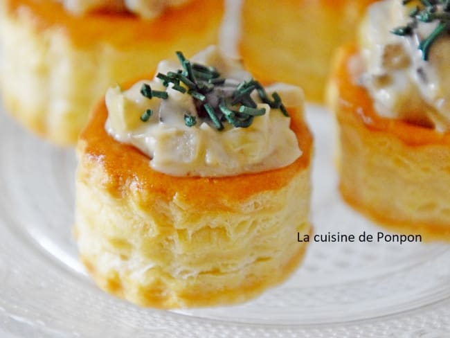 Mini zakouski feuilleté de duxelles de champignons des bois et spiruline