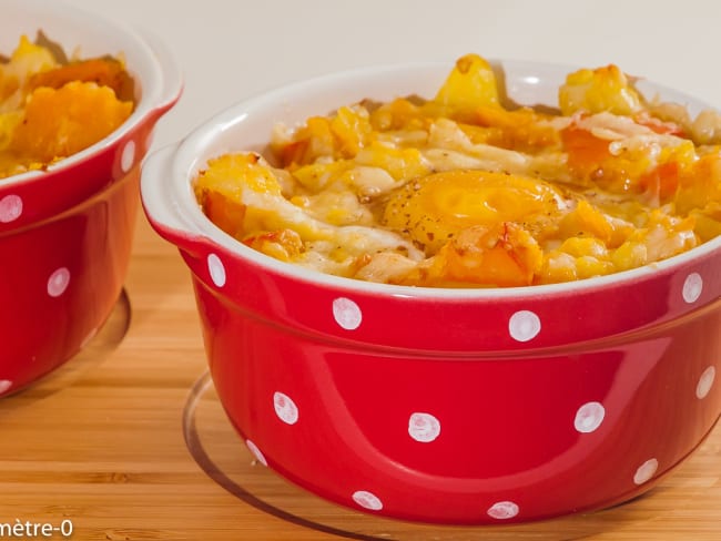 Cocotte de pommes de terre au potimarron et aux oeufs