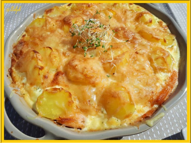 Gratin de pommes de terre à la truite fumée