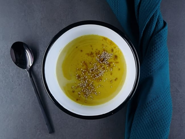 Velouté de pâtisson, carottes et lentilles corail au massalé