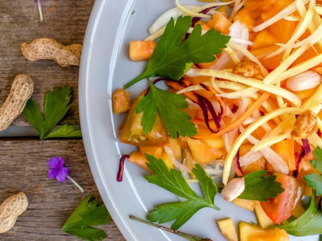 Salade de papaye verte à la thaï revisitée vegan