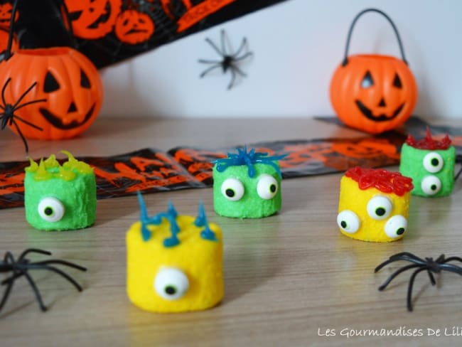 Monstres en chamallows pour halloween