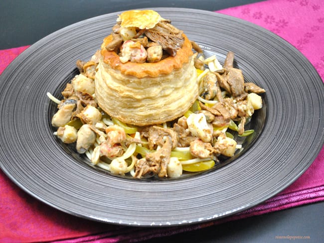 Vol-au-vent de fruits de mer et fromage aux herbes