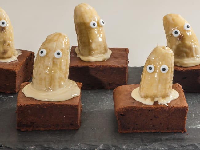 Brownies aux bananes fantômes pour halloween