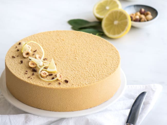 Entremets praliné et citron