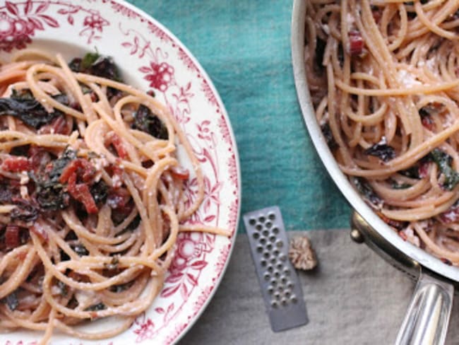 Spaghetti aux bettes, citron et ricotta