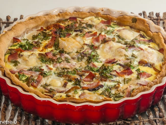 Quiche aux cèpes, bacon et mozzarella