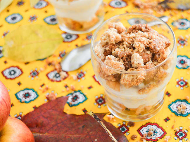 Verrines pomme mascarpone crumble