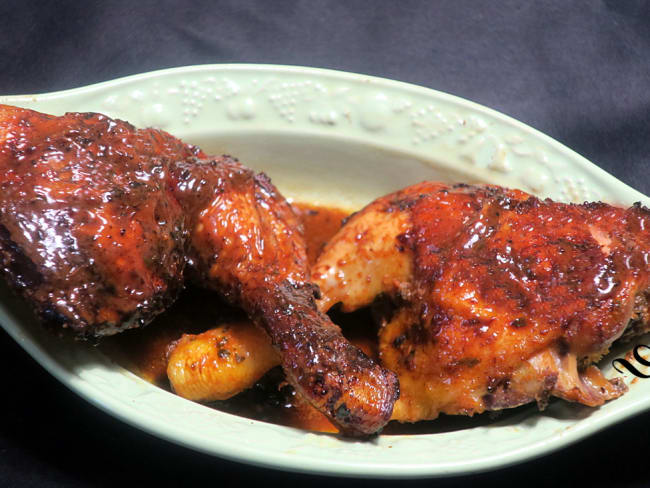 Poulet mariné cuit au four et sa purée de potiron