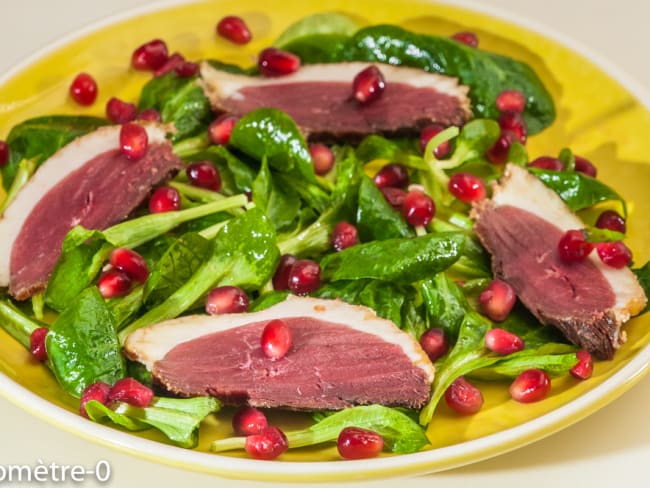 Salade de magret séché de canard à la grenade