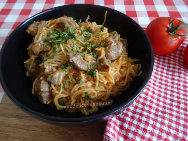 Agneau spaghetti d'après la recette de la femme de Jean-François Piège