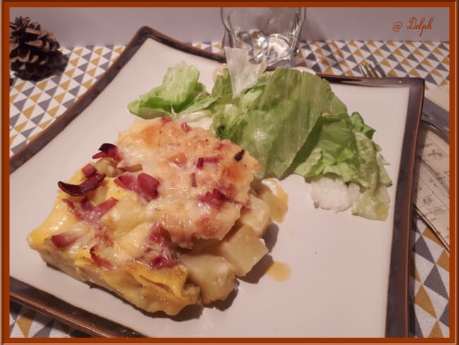 Tortilla de pommes de terre, raclette, bacon