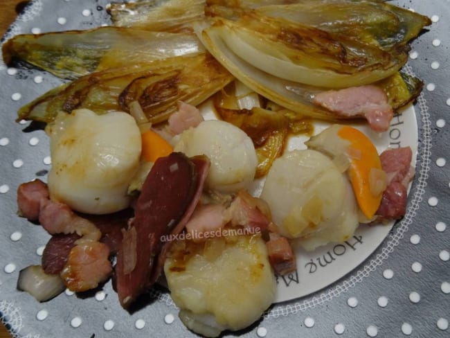 Noix de Saint-Jacques à la poitrine et magret de canard fumé, noël traditionnel