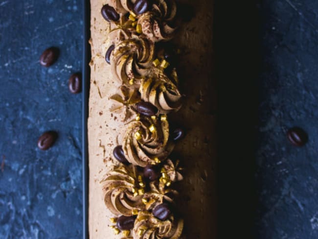 Bûche roulée vegan chocolat café