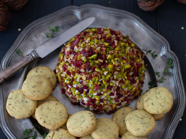 Dôme de chèvre, poire, cranberries, pistache et noix de pécan