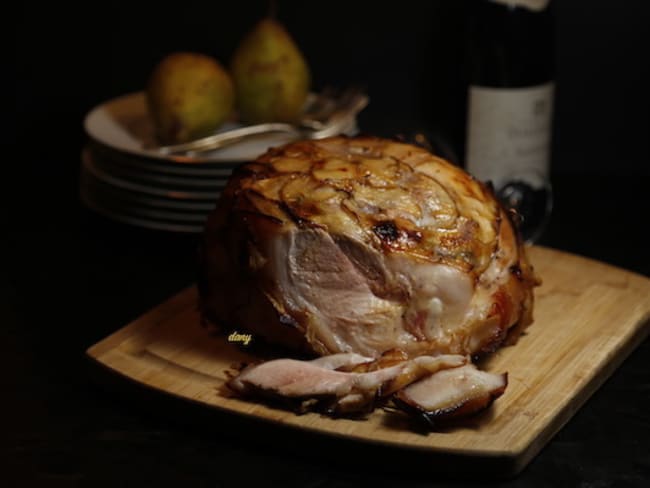 Jambon de Noël aux poires et au miel