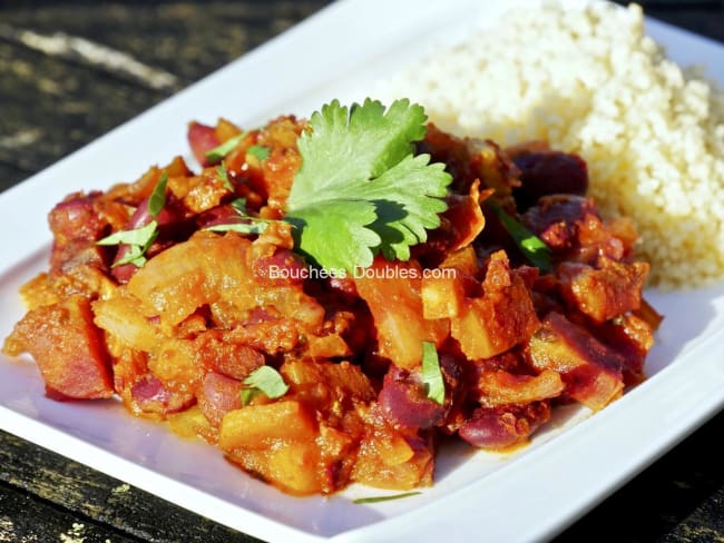 Tajine de courge, carotte et haricots rouges 