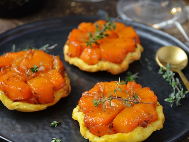 Mini tatin au potimarron, érable et thym