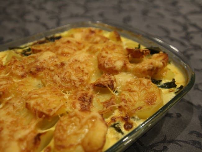 Gratin pomme de terre chou kale et cancoillotte