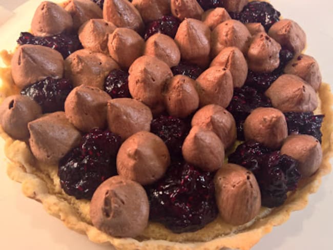 Tarte chocolat, tomme, myrtille et framboise