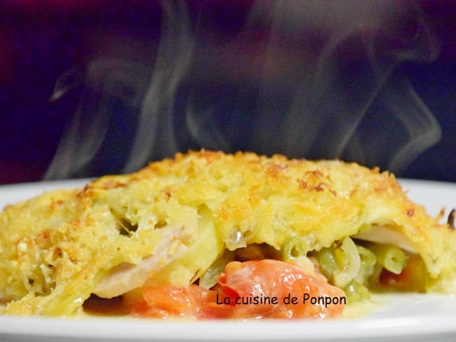 Gratin de pommes de terre et boudin blanc