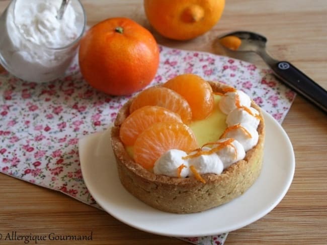 Tartelettes crème bergamote-clémentine chantilly coco