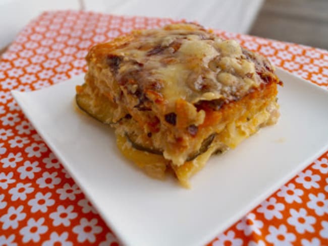 Gratin de légumes et poire à la sauge