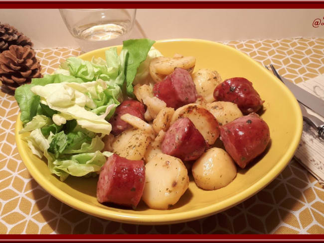 Pommes de terre sautées à la saucisse de Montbéliard au Cookéo