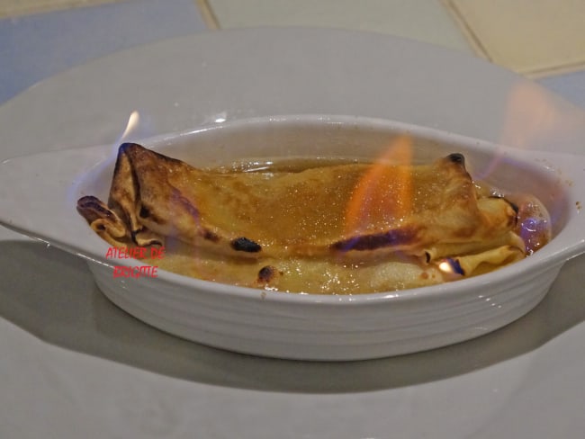 Crêpes aux pommes flambées au cognac à la manière de Lamagnère