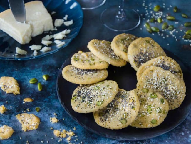 Sablés parmesan amandes et pistaches