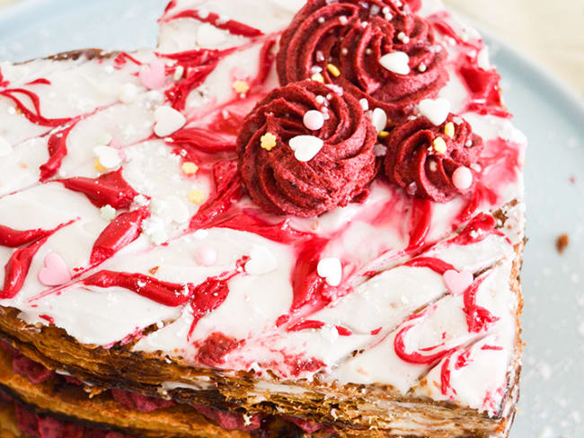 Coeur de Millefeuille Dulcey Framboise