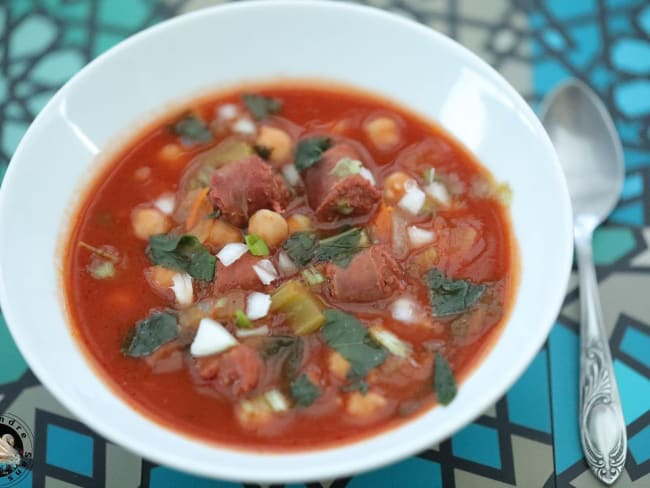 Soupe de pois chiches merguez