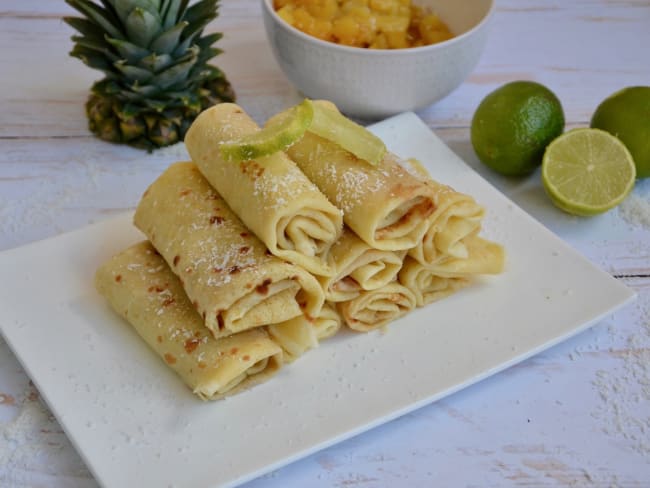 Crêpes exotiques au lait de coco et citron vert