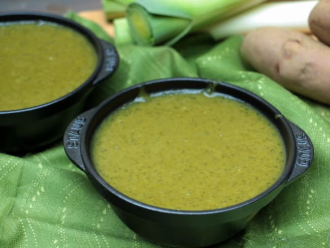 Soupe au vert de poireau et tapioca sans gluten