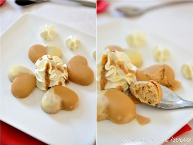 Cœur croquant au chocolat dulcey et mousse pralinée pour la saint-valentin