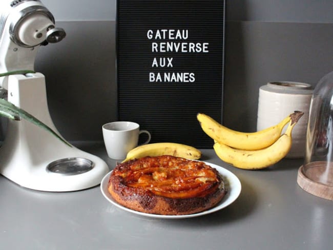 Gâteau renversé aux bananes