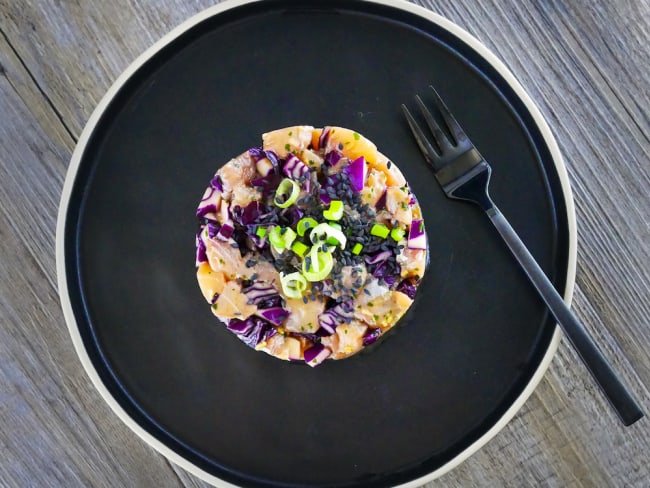 Tartare de mulet et chou rouge à la japonaise