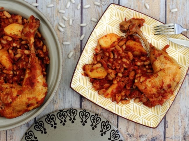 Tajine de poulet aux haricots blancs et pommes de terre