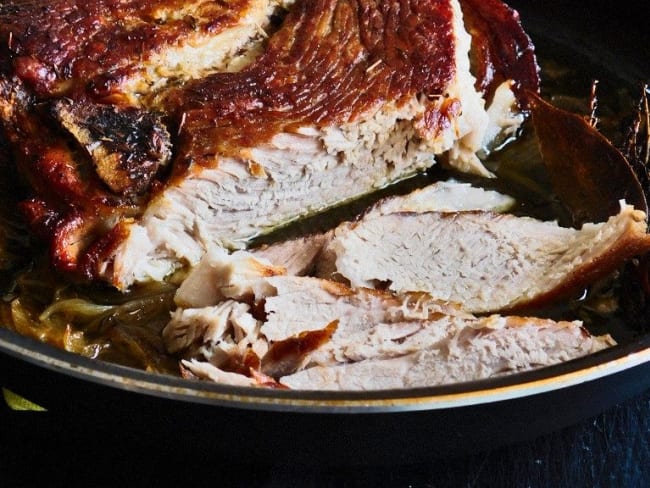 Rouelle de cochon confite au cidre à température douce