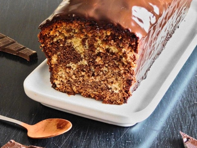 Mon cake marbré avec son nappage chocolat