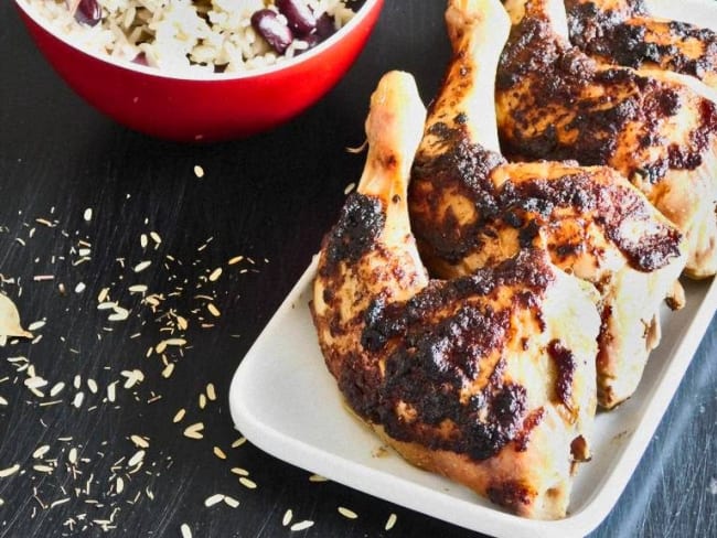 Poulet façon Jerk jamaïcain et son riz aux haricots rouges